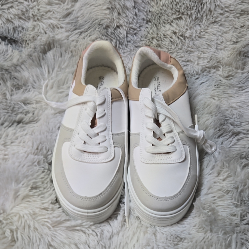 Falls Creek White and Tan Athletic Shoes